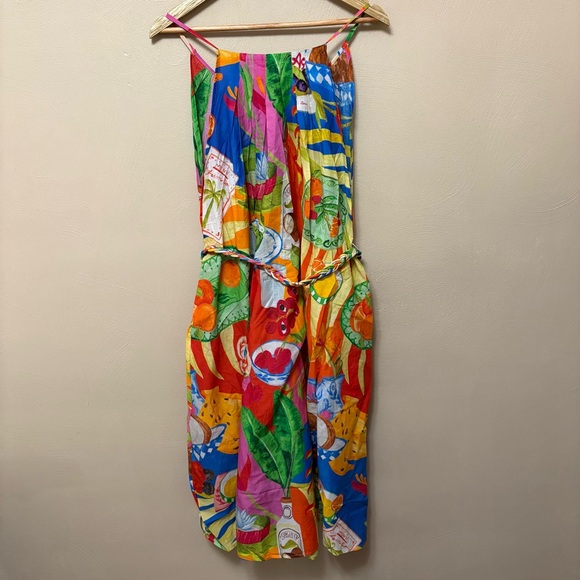 Farm Rio Summer Picnic Sleeveless V-Neck Midi Dress Size Medium NWT New - Picture 10 of 16